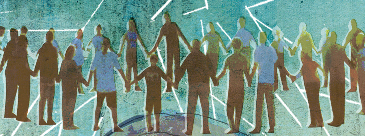 people holding hands DGL banner