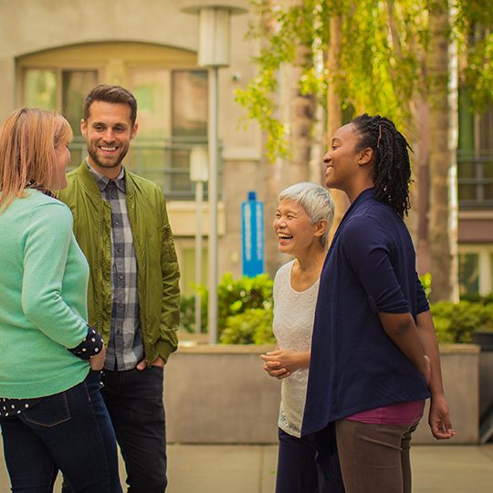 students talking